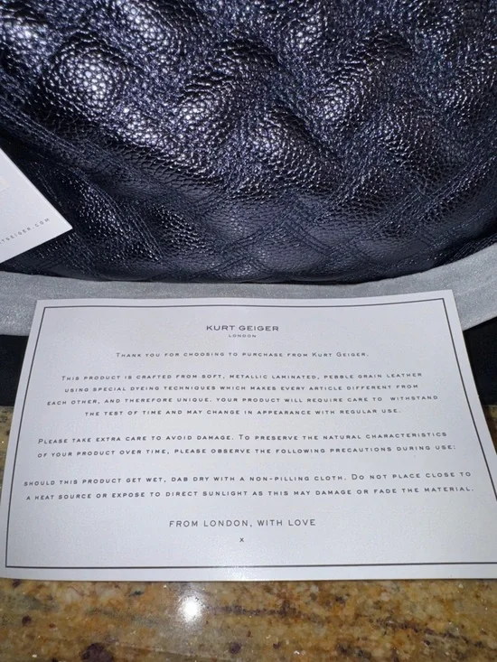 Kurt Geiger Metallic Deep Navy Quilted Tote with Chain-Trim Straps - Picture 7 of 15